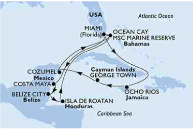 Route der MSC Meraviglia