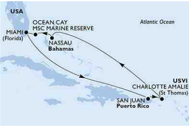 karibik Route der MSC Seaside