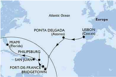 Transatlantik-Kreuzfahrt auf der MSC Divina